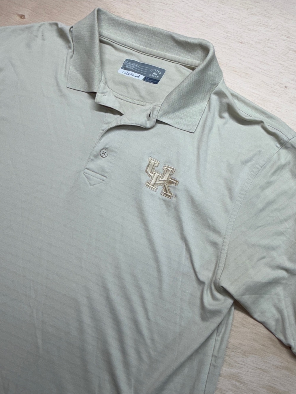 Cutter & Buck Polo Shirt Large Gray UK University of Kentucky Wildcats CB DryTec